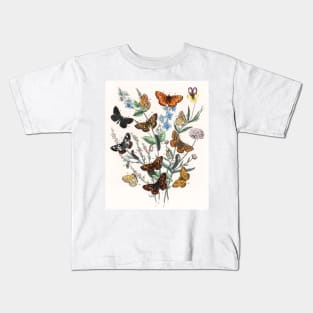 A kaleidoscope of fluttering butterflies and caterpillars (1882) Kids T-Shirt